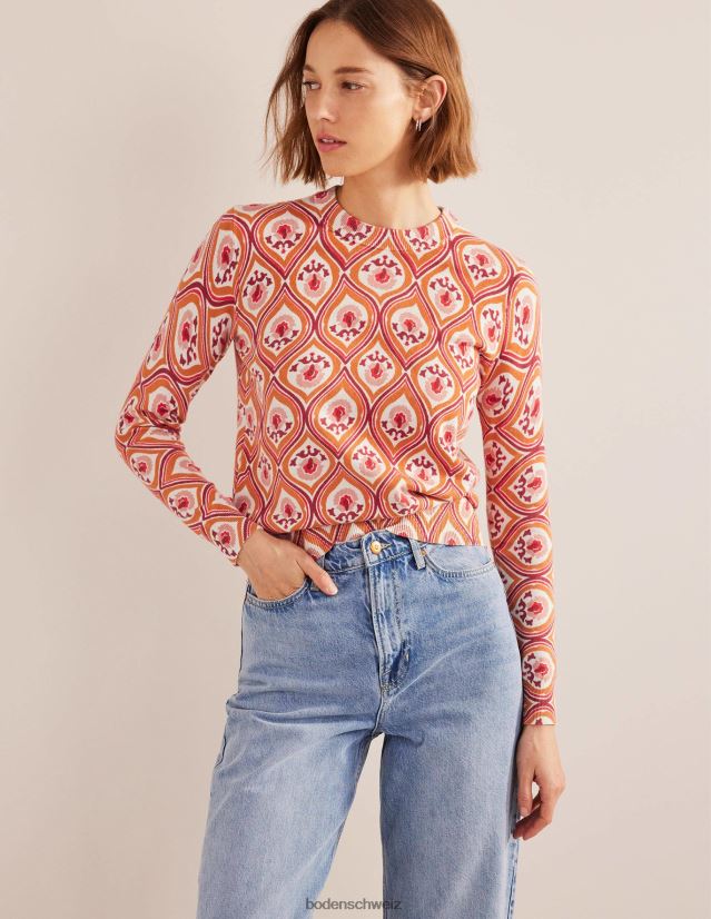 Boden Frauen Bedruckter Pullover mit hohem Kragen VH86PT1486 Kleidung Kumquat & Geo-Kaskade