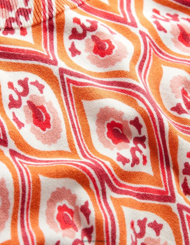 Boden Frauen Bedruckter Pullover mit hohem Kragen VH86PT1486 Kleidung Kumquat & Geo-Kaskade