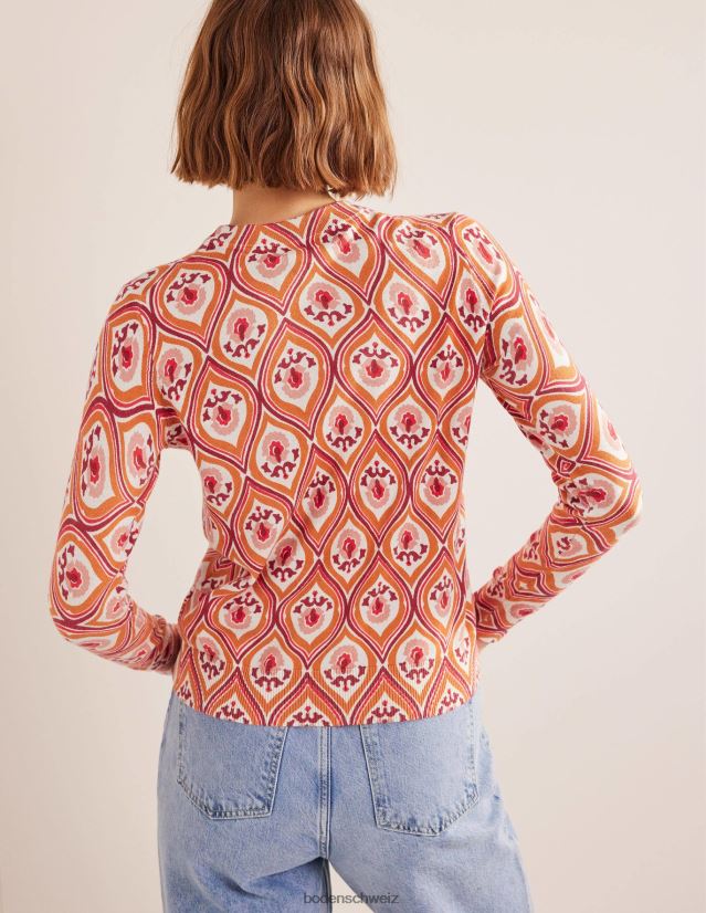 Boden Frauen Bedruckter Pullover mit hohem Kragen VH86PT1486 Kleidung Kumquat & Geo-Kaskade