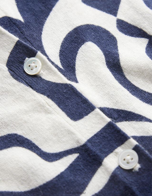 Boden Frauen Bedruckter Strand-Cardigan VH86PT1284 Kleidung Tintenfass & Elfenbeinblüten-Azurblau