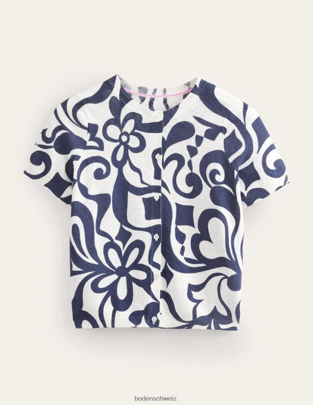 Boden Frauen Bedruckter Strand-Cardigan VH86PT1284 Kleidung Tintenfass & Elfenbeinblüten-Azurblau