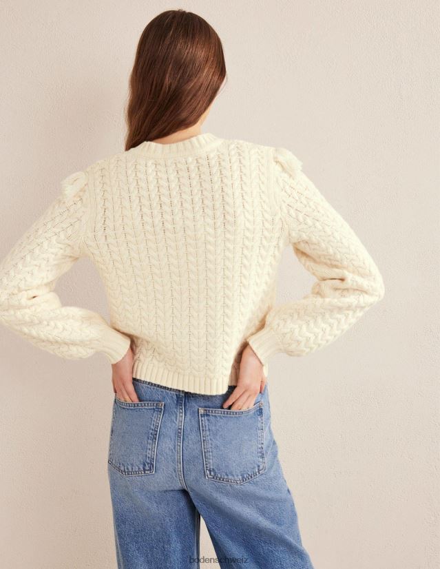 Boden Frauen Cardigan mit Fransen-Detail VH86PT1781 Kleidung Elfenbein
