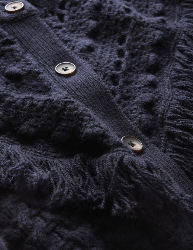 Boden Frauen Cardigan mit Fransen-Detail VH86PT1884 Kleidung Marine