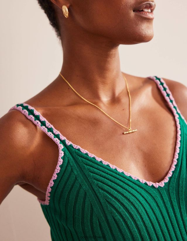 Boden Frauen Crop-Weste aus Strick mit Häkelbesatz VH86PT630 Kleidung leuchtender Smaragd