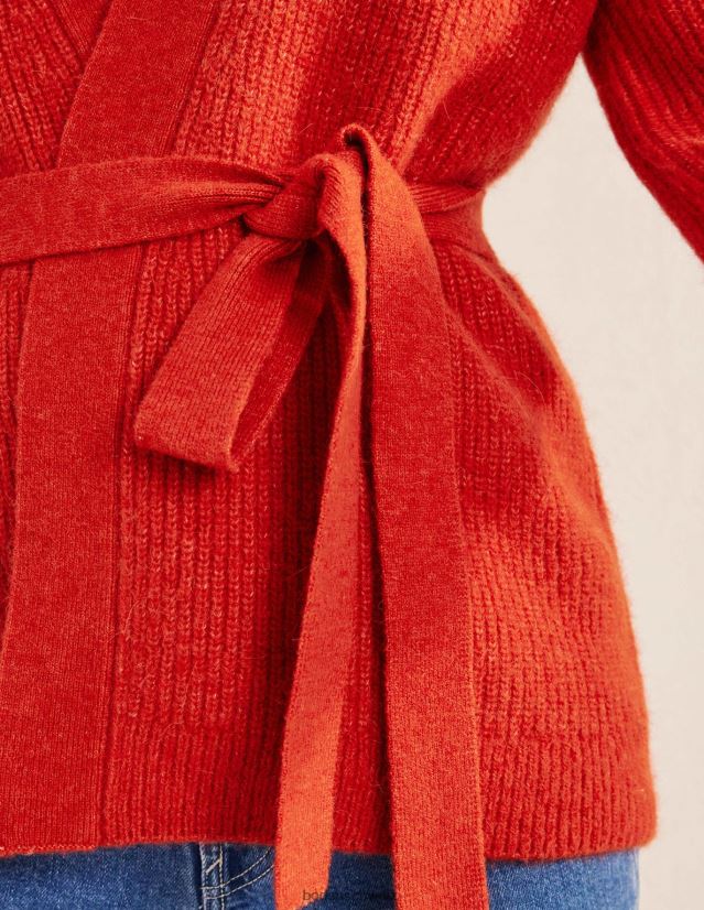 Boden Frauen Flauschiger Cardigan mit Gürtel VH86PT2103 Kleidung Tomate