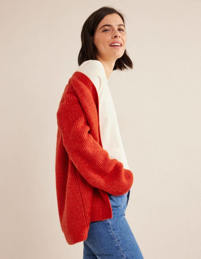 Boden Frauen Flauschiger Cardigan mit Gürtel VH86PT2103 Kleidung Tomate