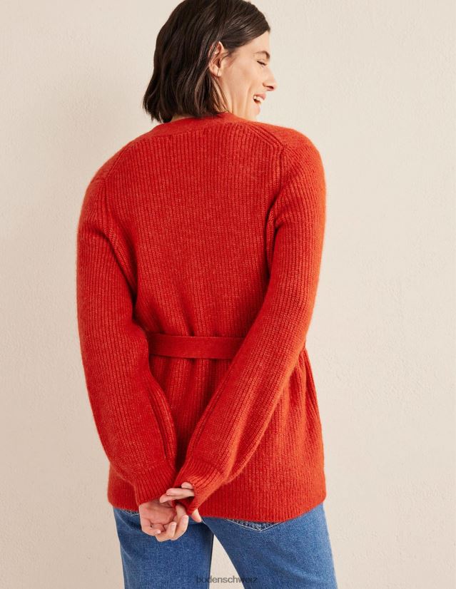 Boden Frauen Flauschiger Cardigan mit Gürtel VH86PT2103 Kleidung Tomate