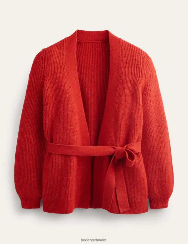 Boden Frauen Flauschiger Cardigan mit Gürtel VH86PT2103 Kleidung Tomate