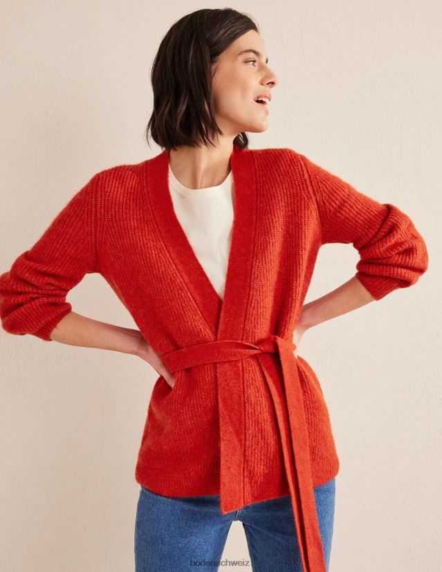 Boden Frauen Flauschiger Cardigan mit Gürtel VH86PT2103 Kleidung Tomate
