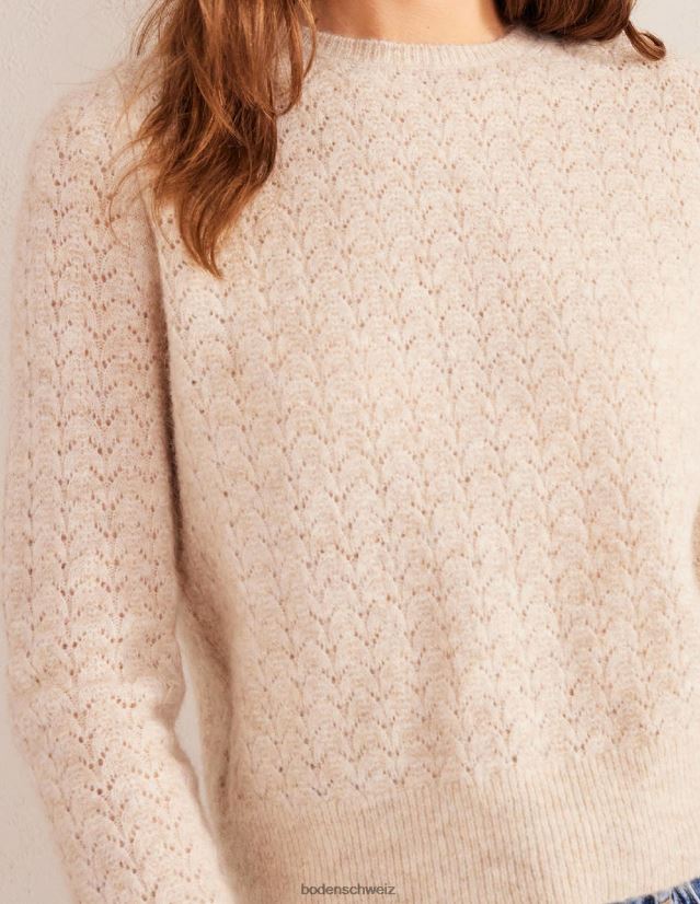 Boden Frauen Flauschiger Pointelle-Pullover VH86PT1740 Kleidung Haferflocken-Melange
