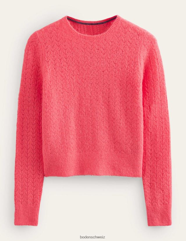 Boden Frauen Flauschiger Pointelle-Pullover VH86PT1810 Kleidung Koralle