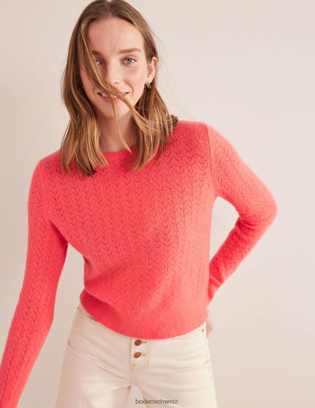 Boden Frauen Flauschiger Pointelle-Pullover VH86PT1810 Kleidung Koralle