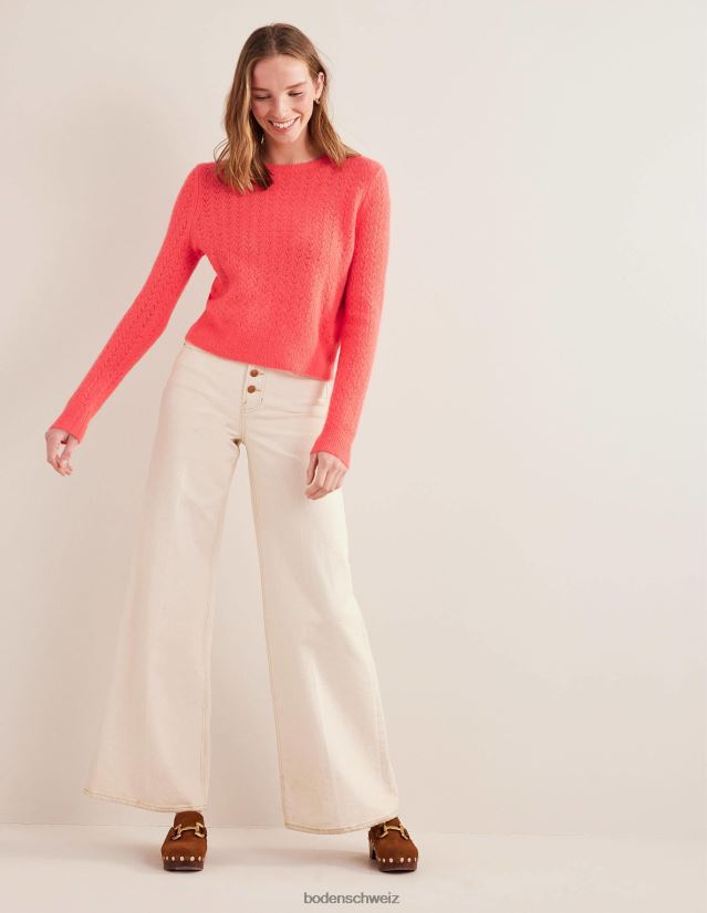 Boden Frauen Flauschiger Pointelle-Pullover VH86PT1810 Kleidung Koralle