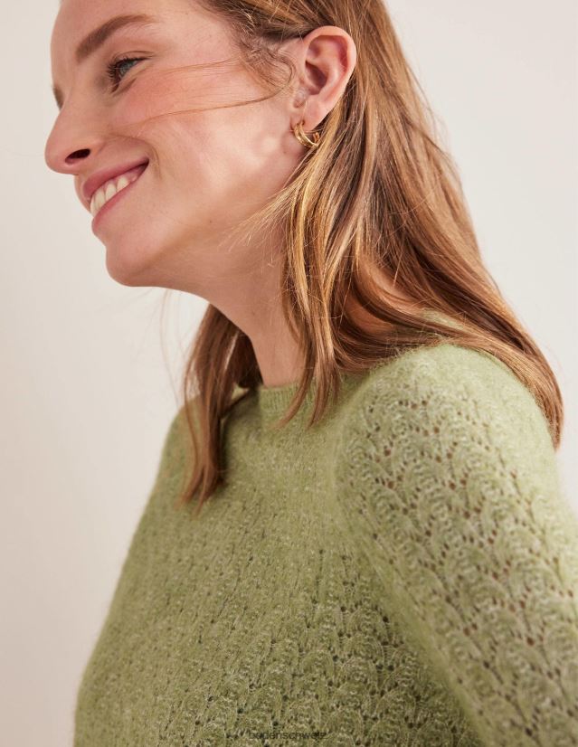 Boden Frauen Flauschiger Pointelle-Pullover VH86PT1903 Kleidung steingrün