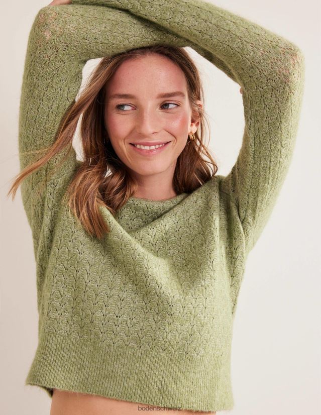 Boden Frauen Flauschiger Pointelle-Pullover VH86PT1903 Kleidung steingrün