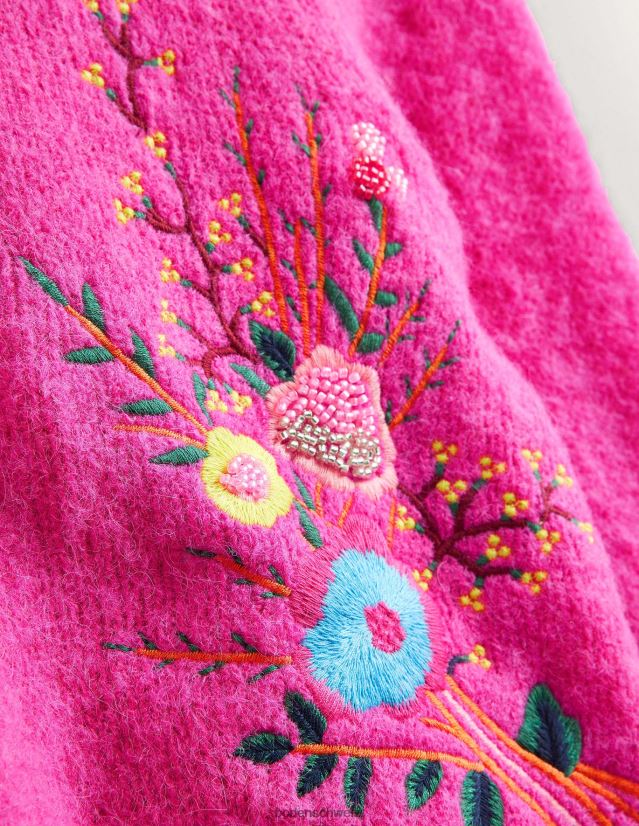 Boden Frauen Flauschiger Pullover mit Blumendetail VH86PT1759 Kleidung schockierendes rosa Blumenmuster