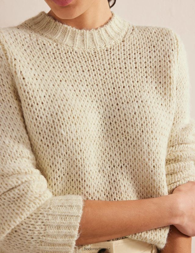 Boden Frauen Flauschiger Pullover mit offenen Maschen VH86PT1383 Kleidung warmes Elfenbein
