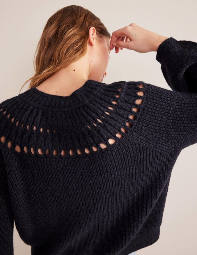 Boden Frauen Flauschiger Rüschen-Cardigan VH86PT1382 Kleidung Marine