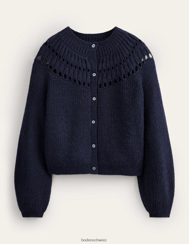 Boden Frauen Flauschiger Rüschen-Cardigan VH86PT1382 Kleidung Marine