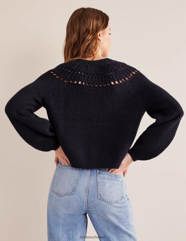 Boden Frauen Flauschiger Rüschen-Cardigan VH86PT1382 Kleidung Marine