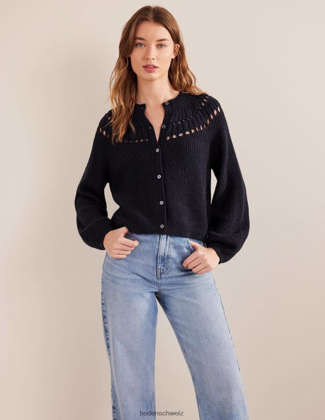Boden Frauen Flauschiger Rüschen-Cardigan VH86PT1382 Kleidung Marine