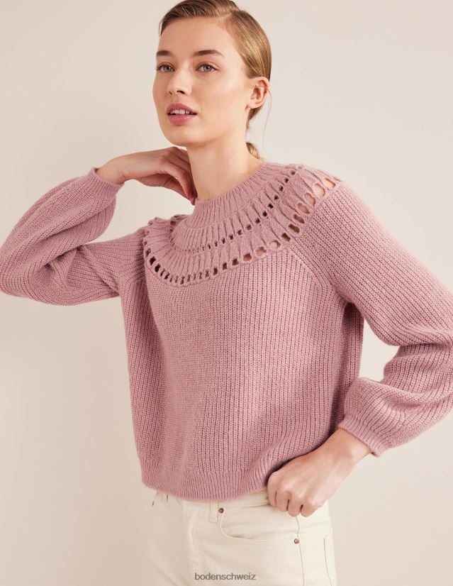 Boden Frauen Flauschiger Rüschenpullover VH86PT1576 Kleidung Dahlie rosa