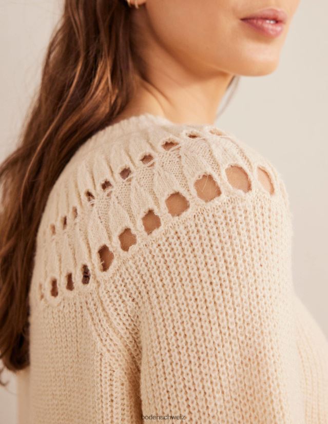 Boden Frauen Flauschiger Rüschenpullover VH86PT2113 Kleidung Elfenbeinmergel