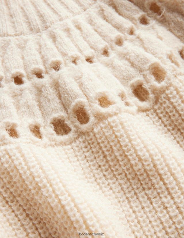 Boden Frauen Flauschiger Rüschenpullover VH86PT2113 Kleidung Elfenbeinmergel