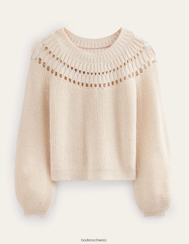 Boden Frauen Flauschiger Rüschenpullover VH86PT2113 Kleidung Elfenbeinmergel