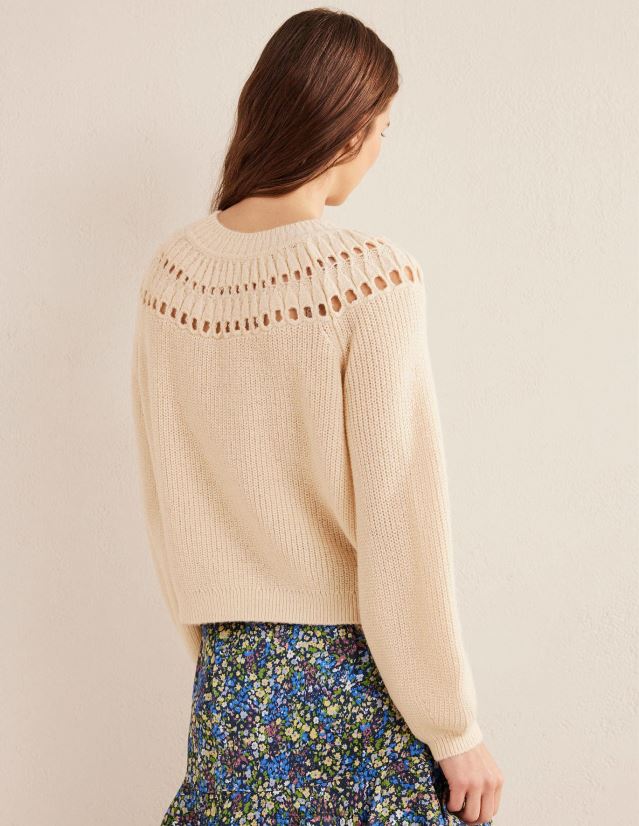 Boden Frauen Flauschiger Rüschenpullover VH86PT2113 Kleidung Elfenbeinmergel