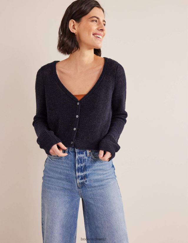 Boden Frauen Flauschiger, verkürzter Cardigan VH86PT1177 Kleidung Marine