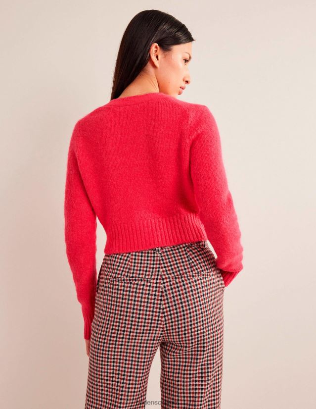 Boden Frauen Flauschiger, verkürzter Cardigan mit V-Ausschnitt VH86PT1756 Kleidung virtuelles Rosa