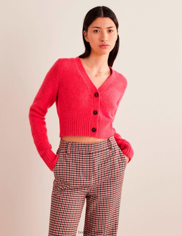 Boden Frauen Flauschiger, verkürzter Cardigan mit V-Ausschnitt VH86PT1756 Kleidung virtuelles Rosa