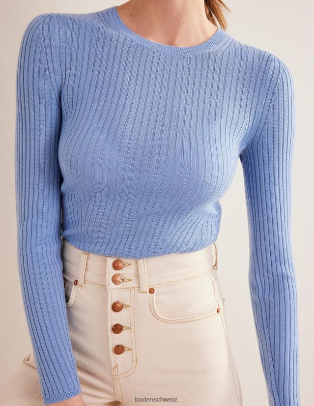 Boden Frauen Gerippter Merinopullover VH86PT1507 Kleidung Leinsamenblau