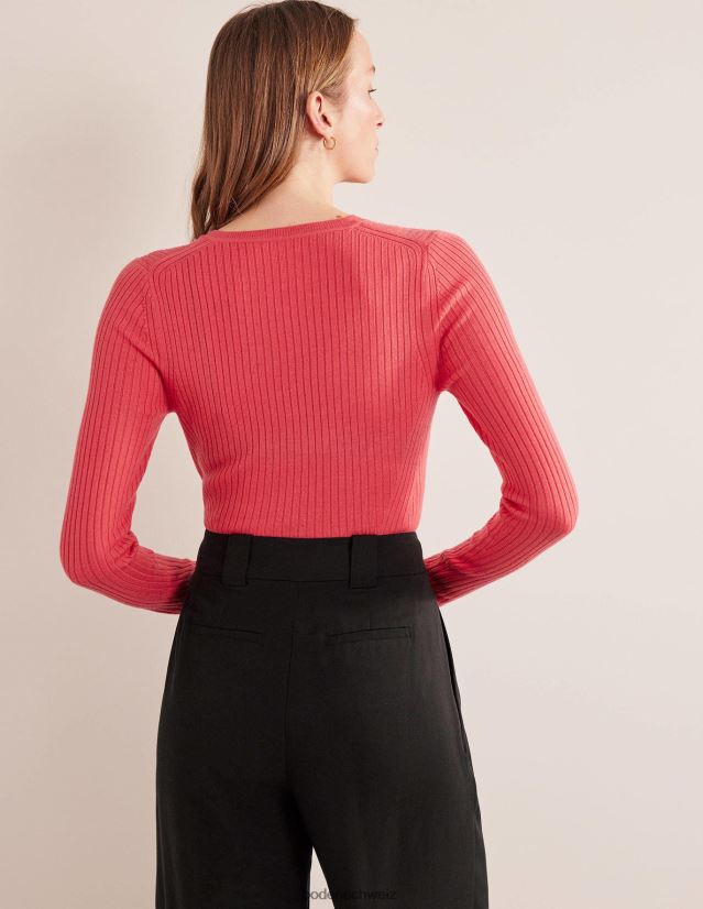 Boden Frauen Gerippter Merinopullover VH86PT2088 Kleidung Koralle