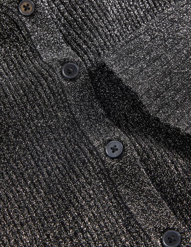 Boden Frauen Gerippter Metallic-Cardigan VH86PT2019 Kleidung Silber schwarz