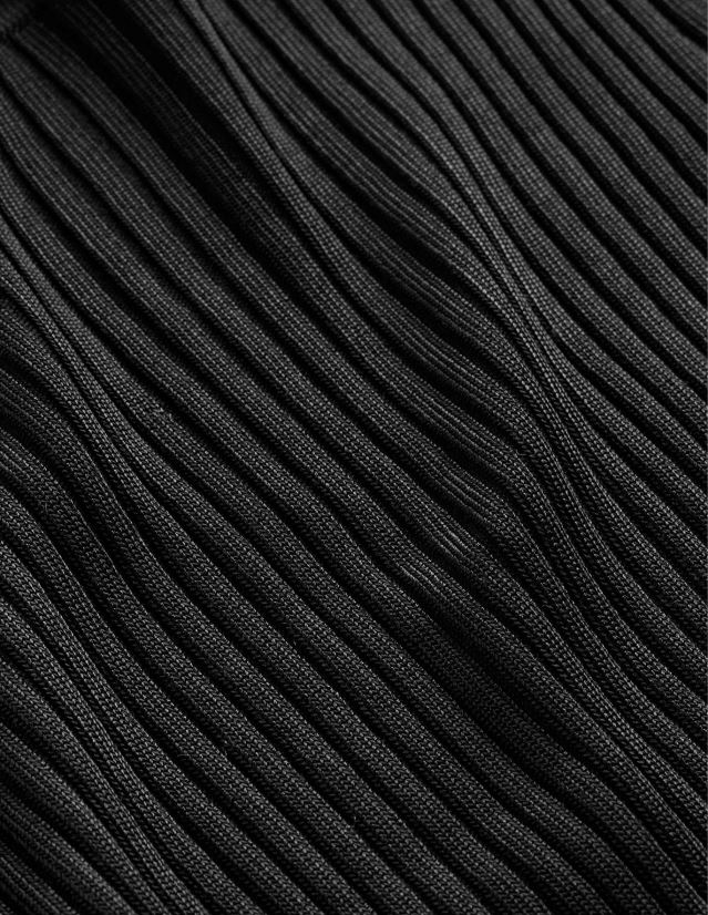 Boden Frauen Gerippter Pullover mit Schlitzausschnitt VH86PT1476 Kleidung Schwarz