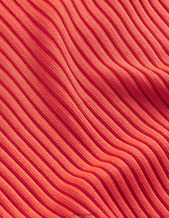 Boden Frauen Gerippter Pullover mit Schlitzausschnitt VH86PT1723 Kleidung Zinnoberrot