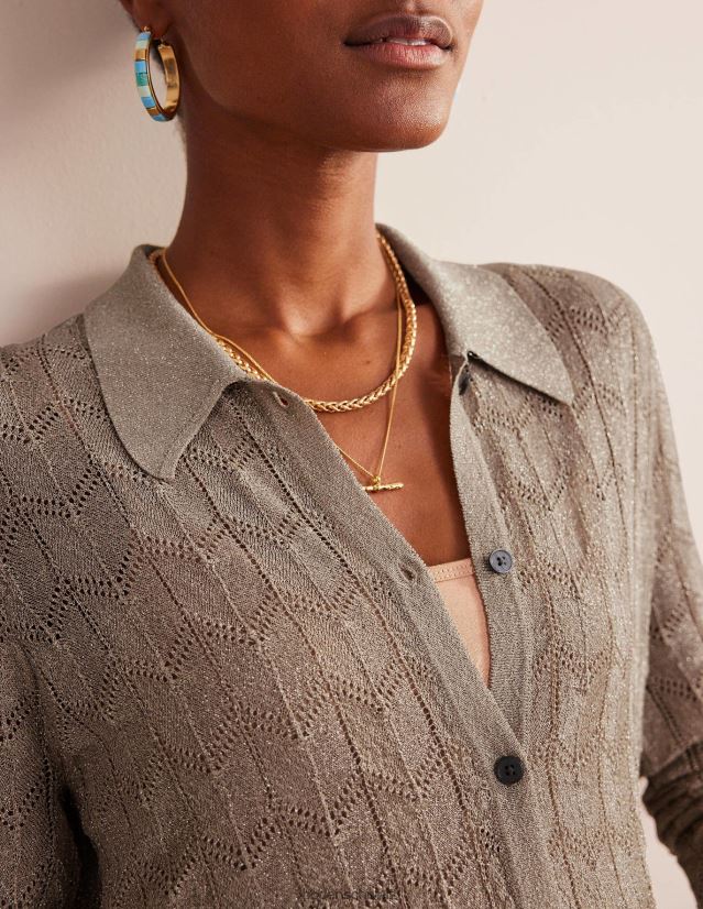 Boden Frauen Gestricktes Strandhemd VH86PT617 Kleidung metallischer Stein