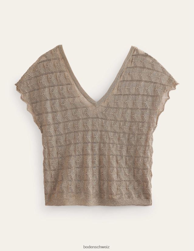 Boden Frauen Gestricktes Strandoberteil mit V-Ausschnitt VH86PT615 Kleidung metallischer Stein