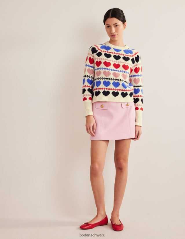 Boden Frauen Grober Fair-Isle-Pullover VH86PT2037 Kleidung Elfenbeinherz-Fairisle