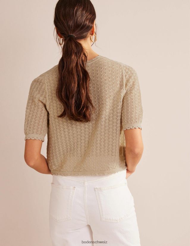 Boden Frauen Kurze Strickjacke mit kurzen Ärmeln VH86PT1394 Kleidung goldener Glanz