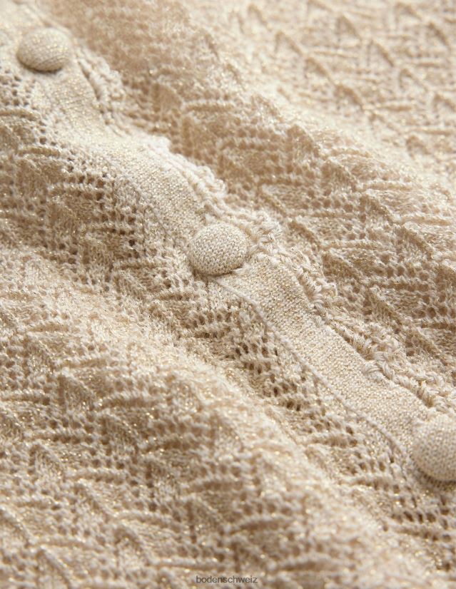 Boden Frauen Kurze Strickjacke mit kurzen Ärmeln VH86PT1394 Kleidung goldener Glanz