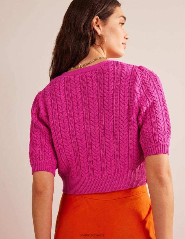 Boden Frauen Kurzer Cardigan mit Schleifenbesatz VH86PT625 Kleidung Phlox rosa