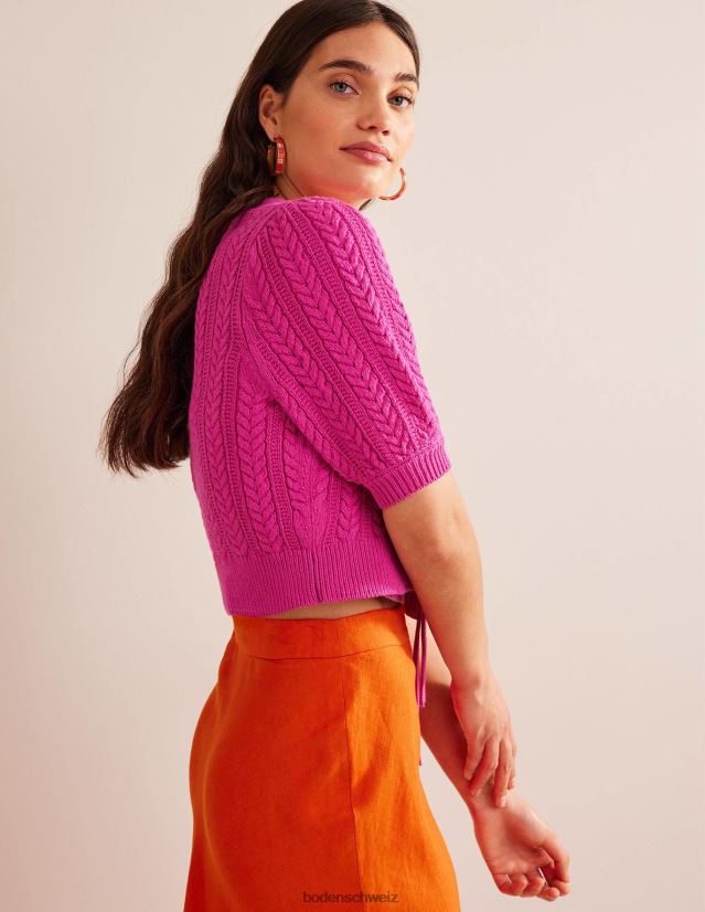 Boden Frauen Kurzer Cardigan mit Schleifenbesatz VH86PT625 Kleidung Phlox rosa