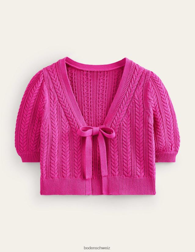 Boden Frauen Kurzer Cardigan mit Schleifenbesatz VH86PT625 Kleidung Phlox rosa