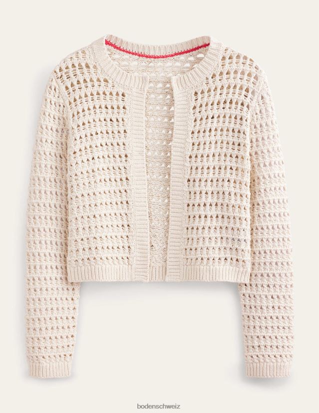 Boden Frauen Kurzer Häkel-Cardigan VH86PT1228 Kleidung warmes Elfenbein