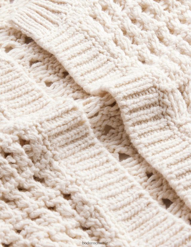 Boden Frauen Kurzer Häkel-Cardigan VH86PT1228 Kleidung warmes Elfenbein