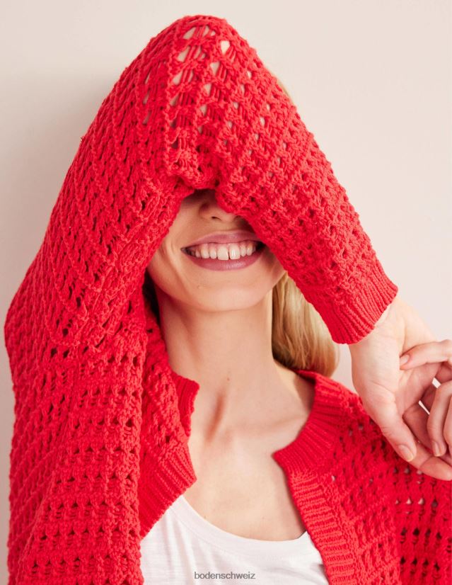 Boden Frauen Kurzer Häkel-Cardigan VH86PT1877 Kleidung Hochrisikorot