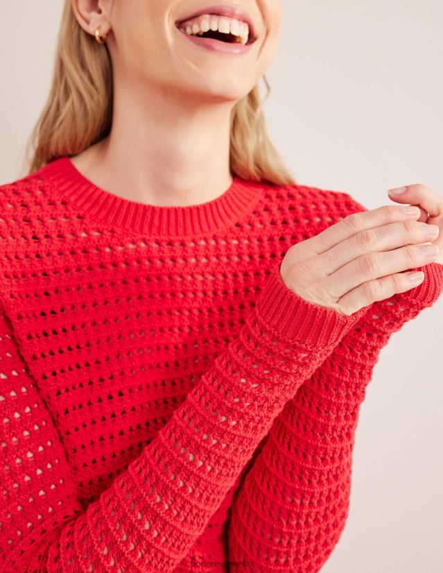 Boden Frauen Kurzer Häkelpullover VH86PT1589 Kleidung Hochrisikorot